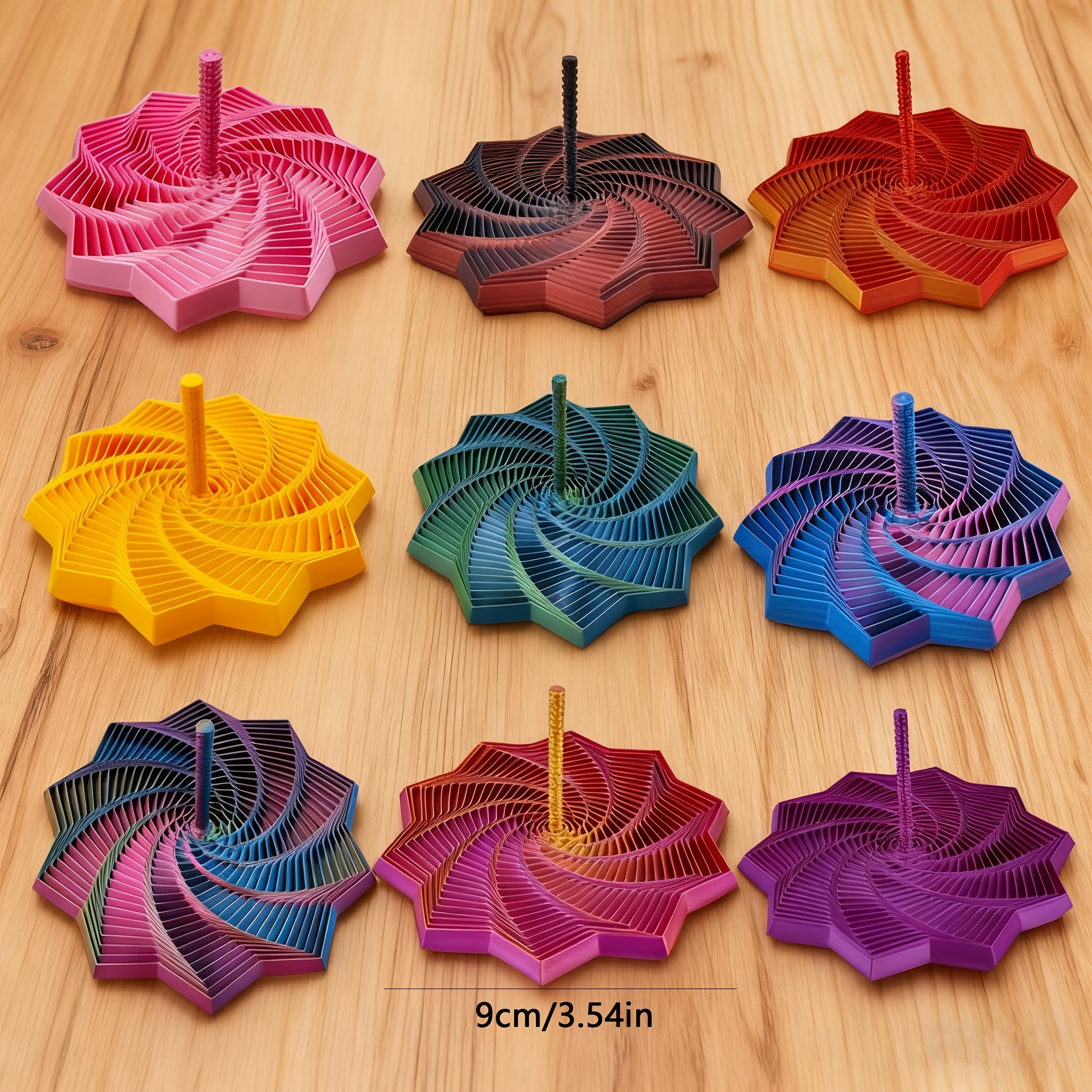 Tnessential U002f2pcs Multicolor Gradient Spinning Tops 3D Decor
