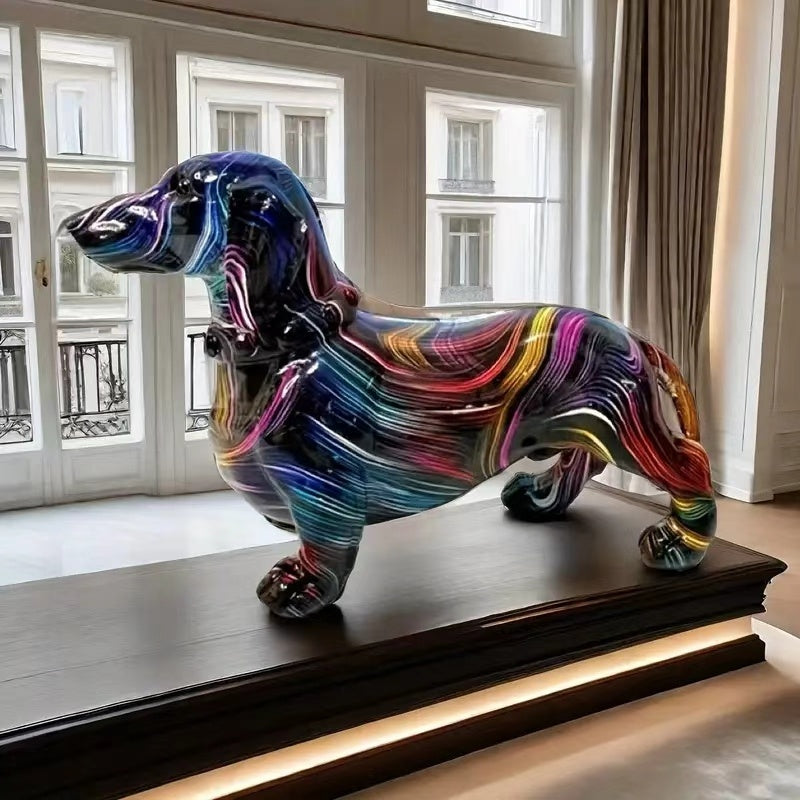 Tnessential Vibrant Dachshund Resin Sculpture 3D Decor