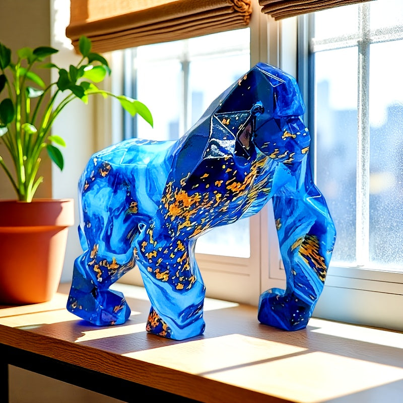 Tnessential Creative Geometric Design Walking Gorilla Resin Statue 3D Decor