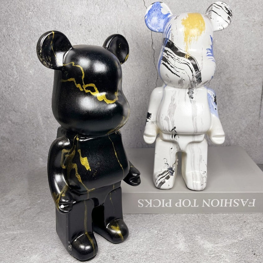 Tnessential 94cm Aesthetic Cute Bear Figure Marbling Resin Bear 3D Decor