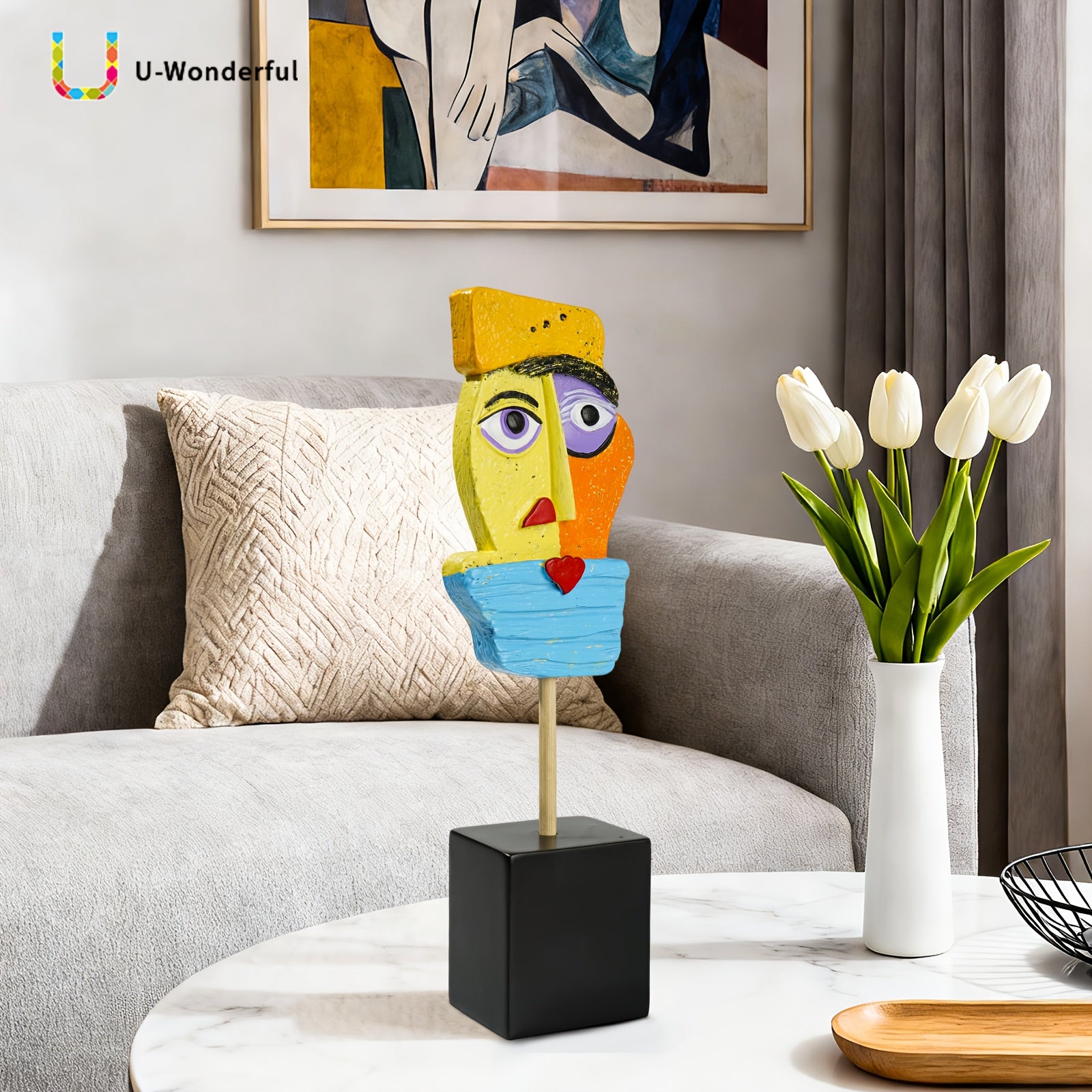 Tnessential U WONDERFUL Handmade Modern Abstract Face Sculpture Statue 3D Decor