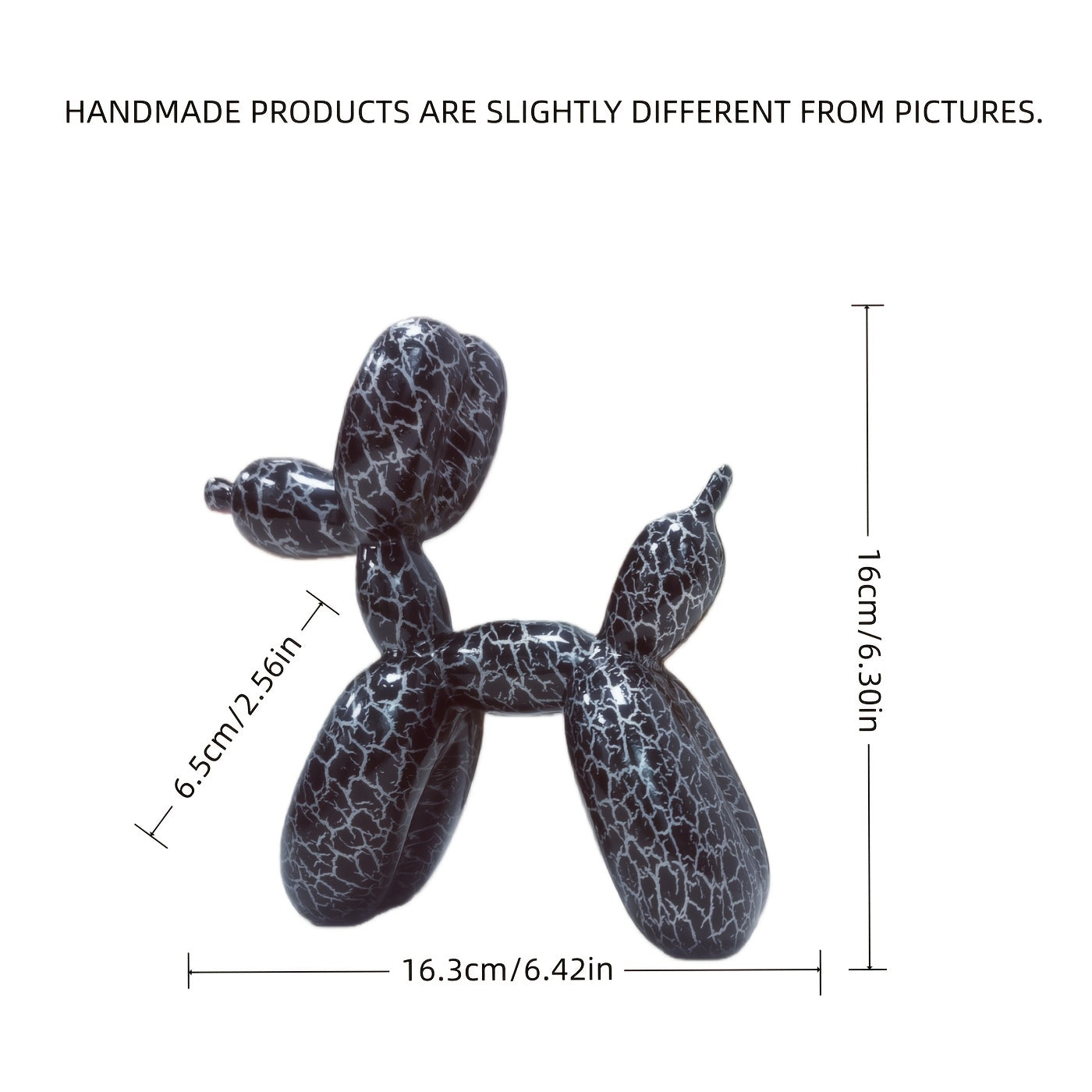 Tnessential Modern Black and White Crackle Balloon Dog Statue 3D Decor