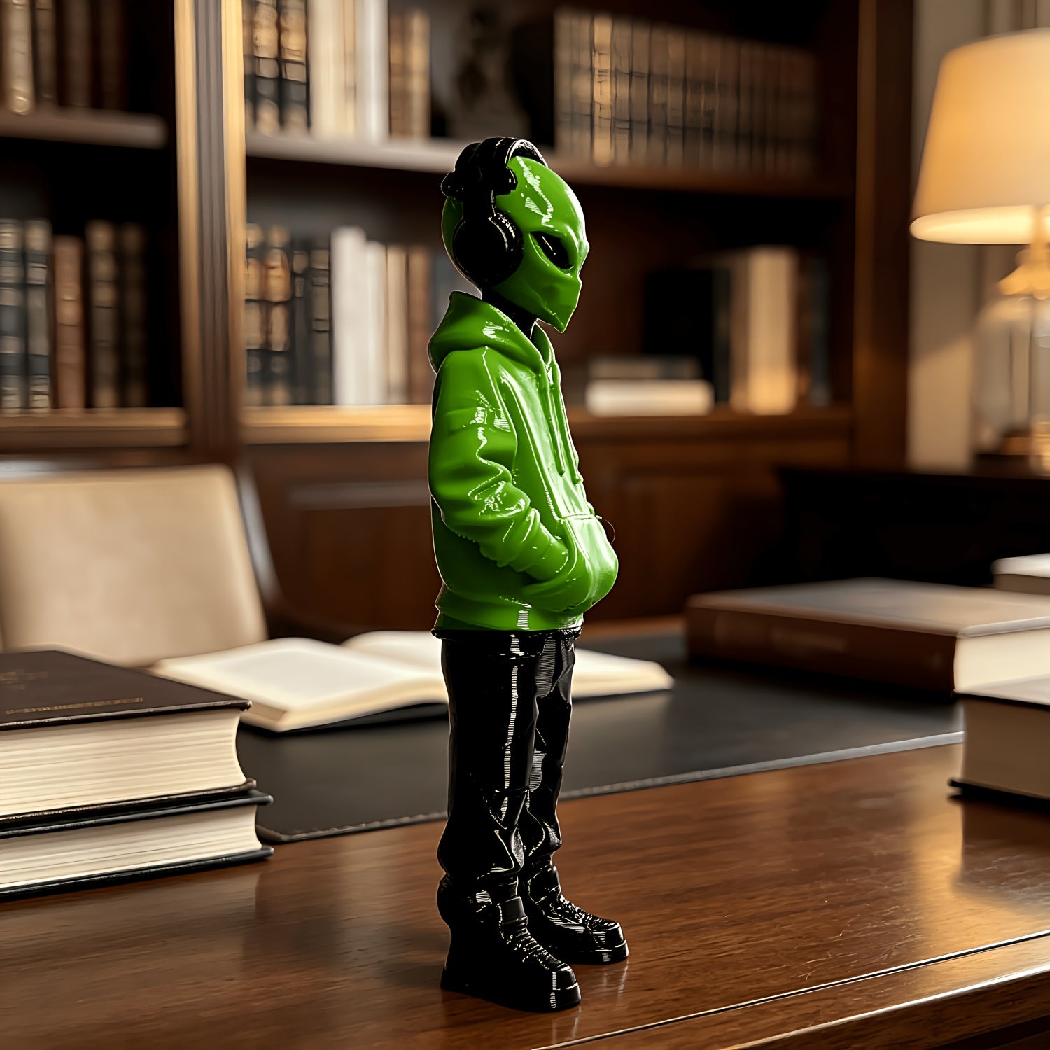Tnessential Alien Statue Ornament with Headphones 3D Decor