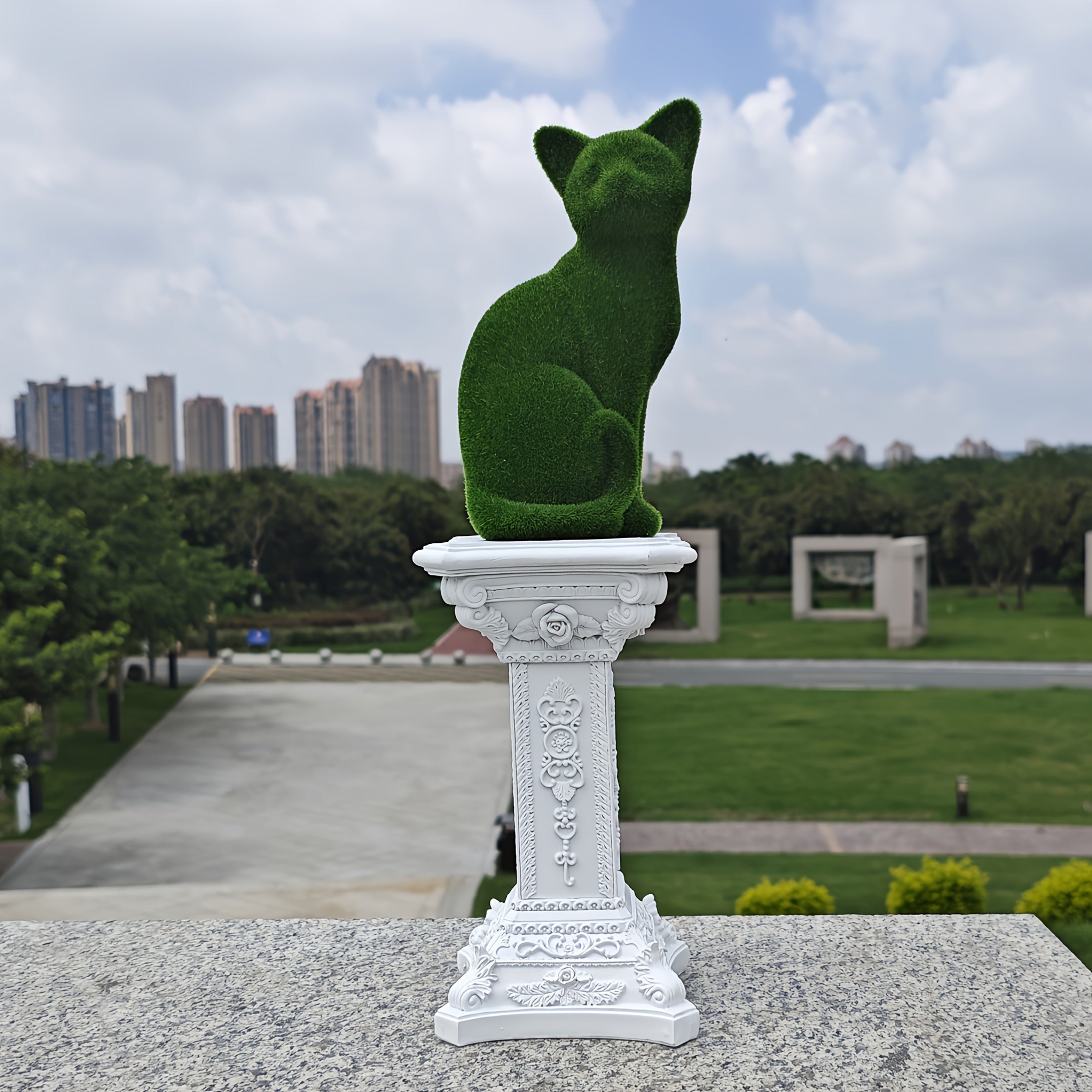 Tnessential Flocked Cat Resin Ornaments Decorate Garden Courtyard 3D Decor