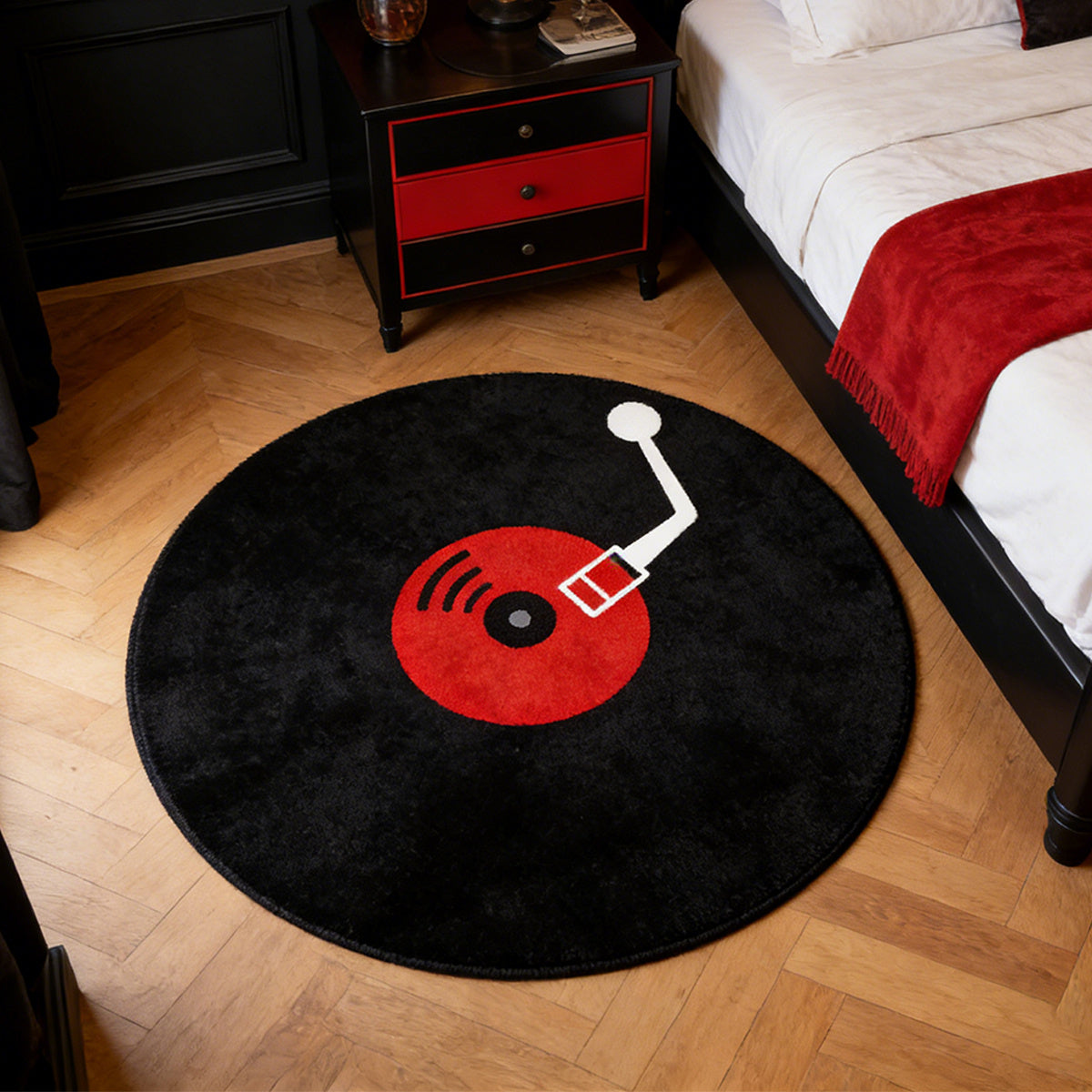 BLACK VINYL RECORD RUG view 3