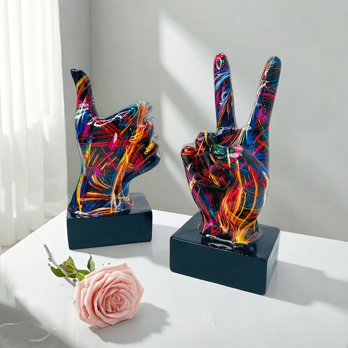 Tnessential Unique Resin Hand Gesture Statue 3D Decor