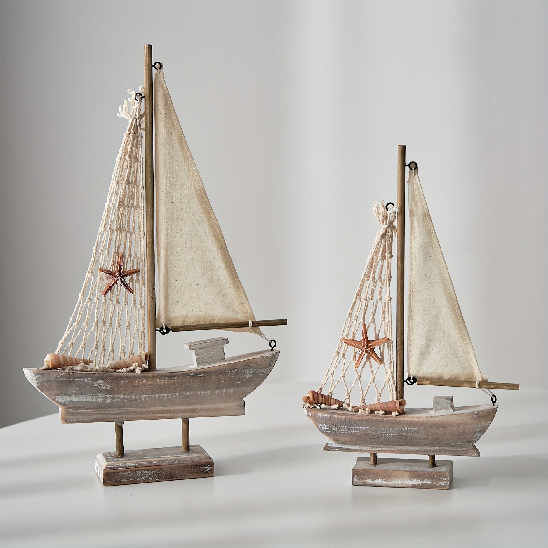 Tnessential Wooden Sailboat and Mediterranean Fishing Boat Model 3D Decor