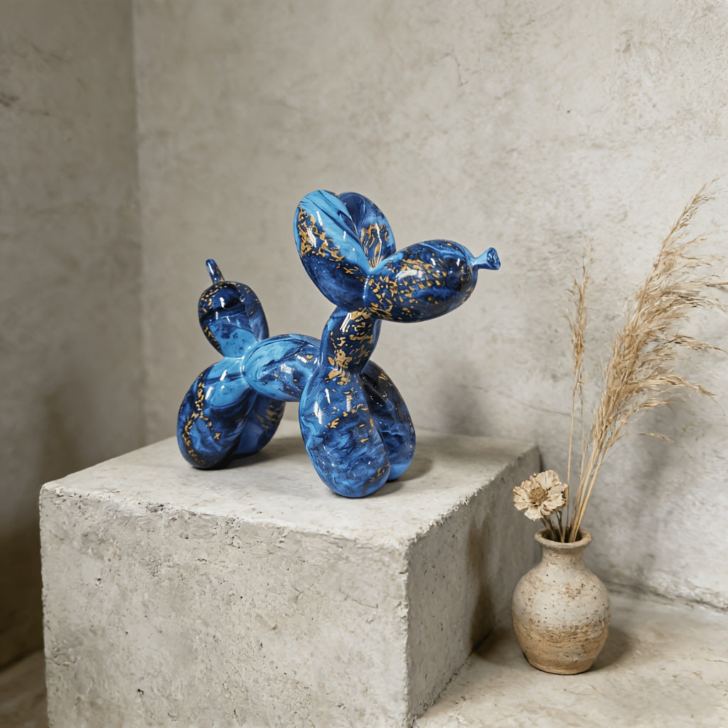 Tnessential Blue and Golden Water-soaked Balloon Dog 3D Decor