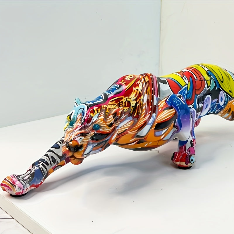 Tnessential Vibrant Money Leopard Graffiti Resin Sculpture 3D Decor