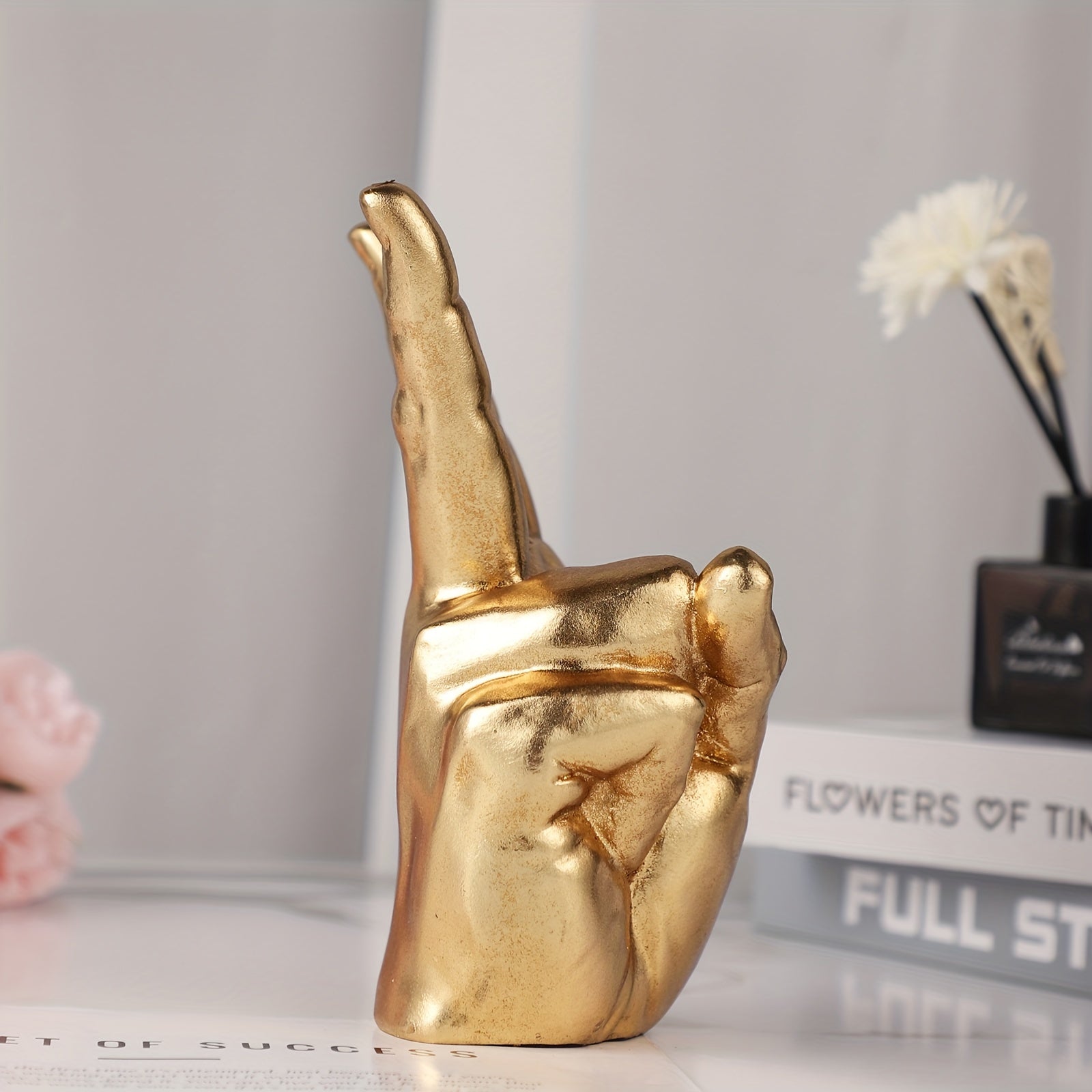 Tnessential Golden Abstract Hand Statue 3D Decor