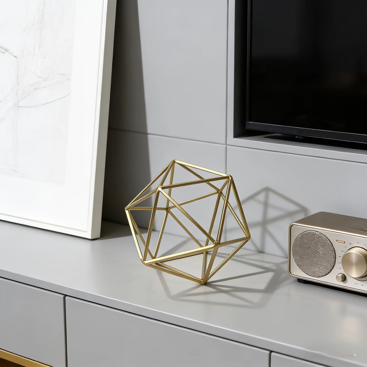 Tnessential Golden Geometric Sphere 3D Decor