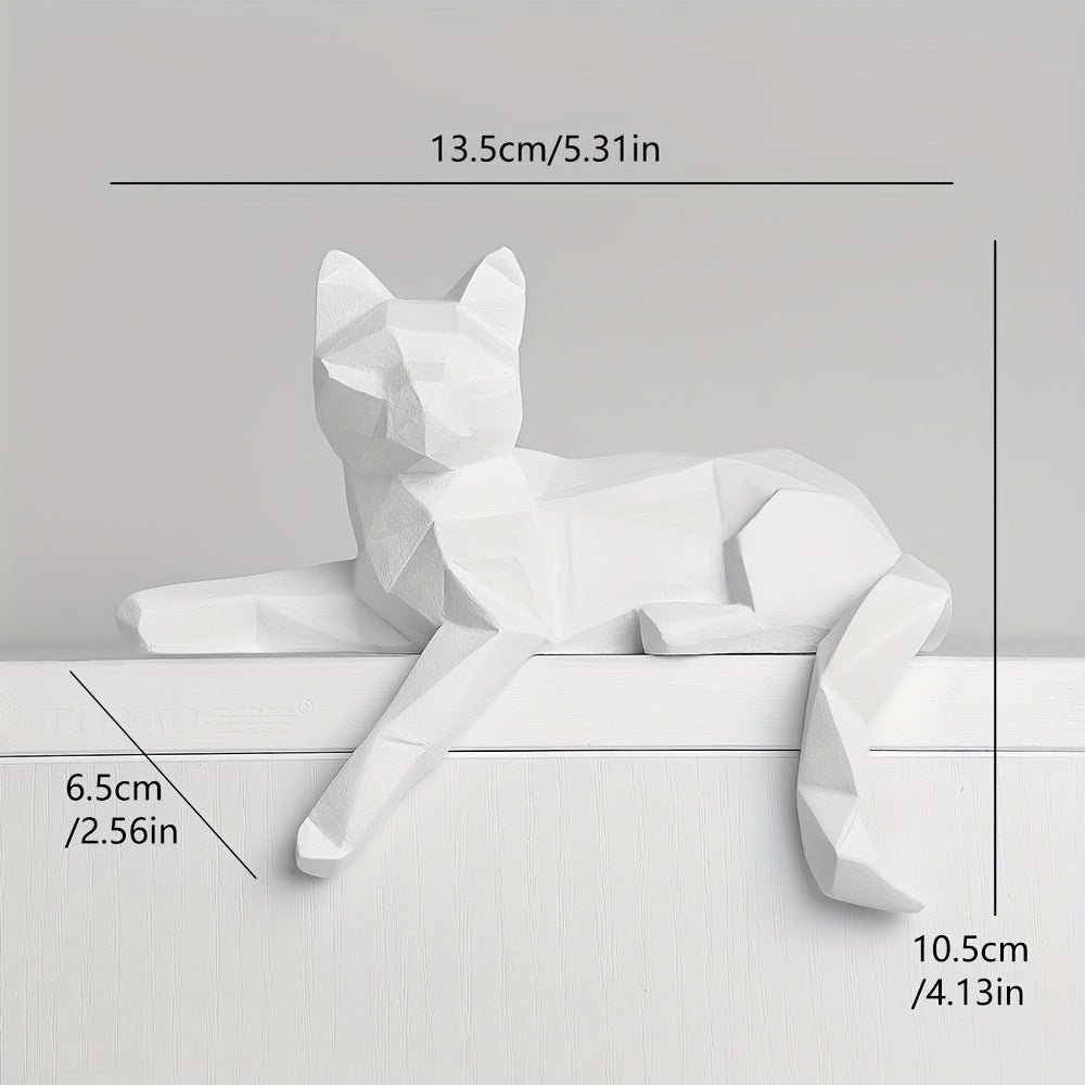 Tnessential Of Cat Sculpture Geometric Cut Animal Resin Artwork 3D Decor