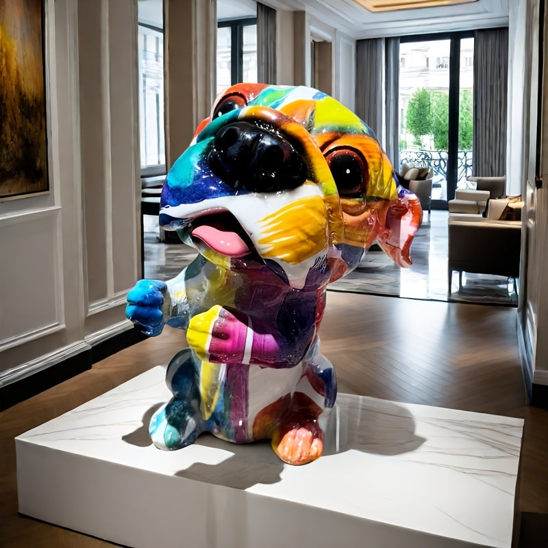 Tnessential Hand-painted Abstract Resin Dog 3D Decor