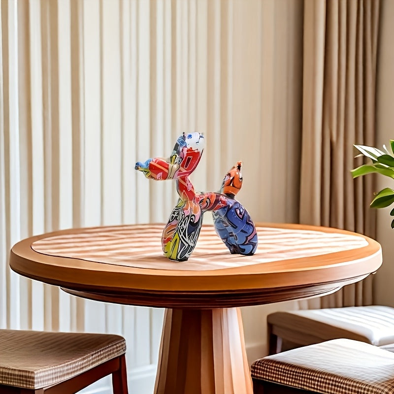 Tnessential Vibrant Graffiti Balloon Dog Sculpture 3D Decor