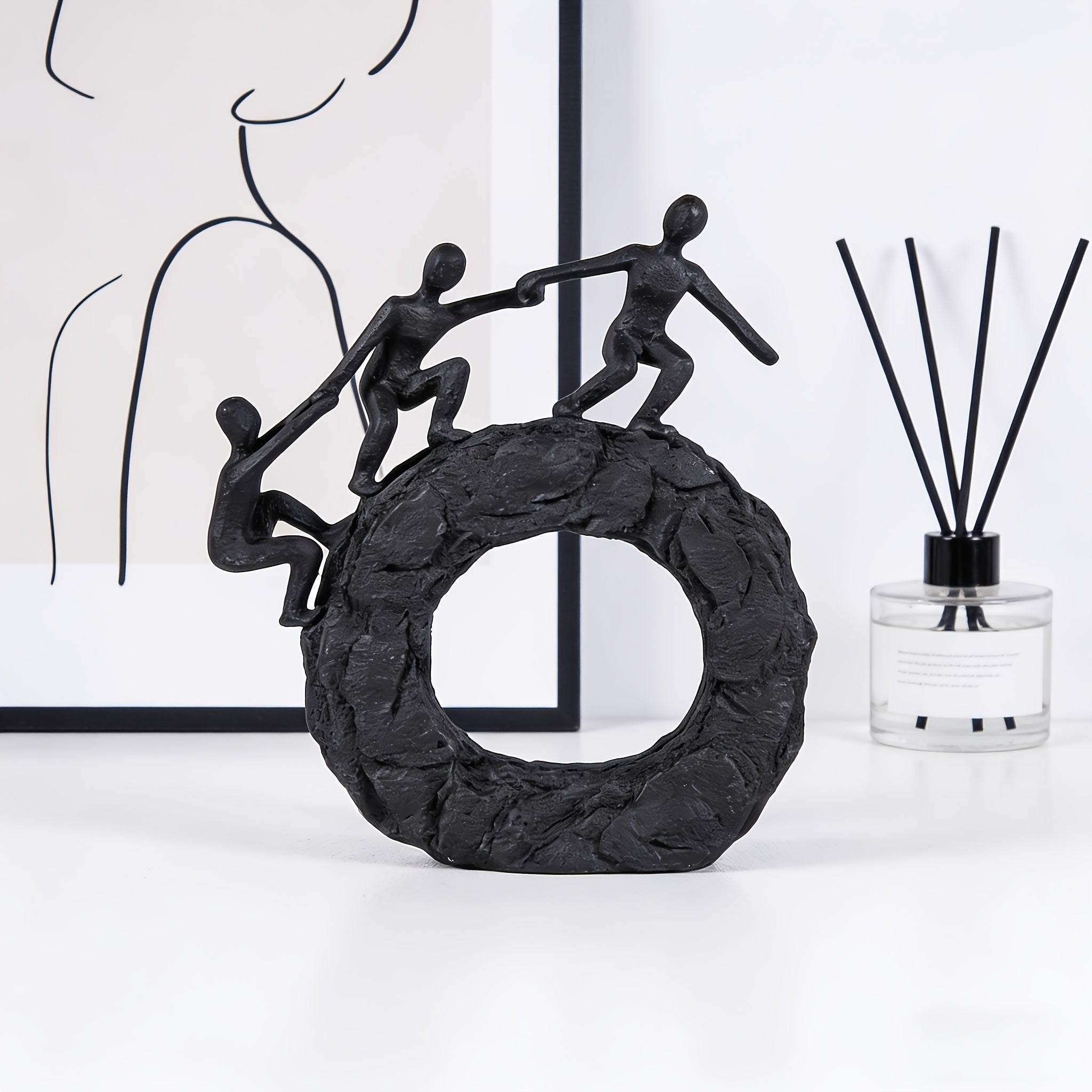 Tnessential Black Abstract Portrait Statue 3D Decor