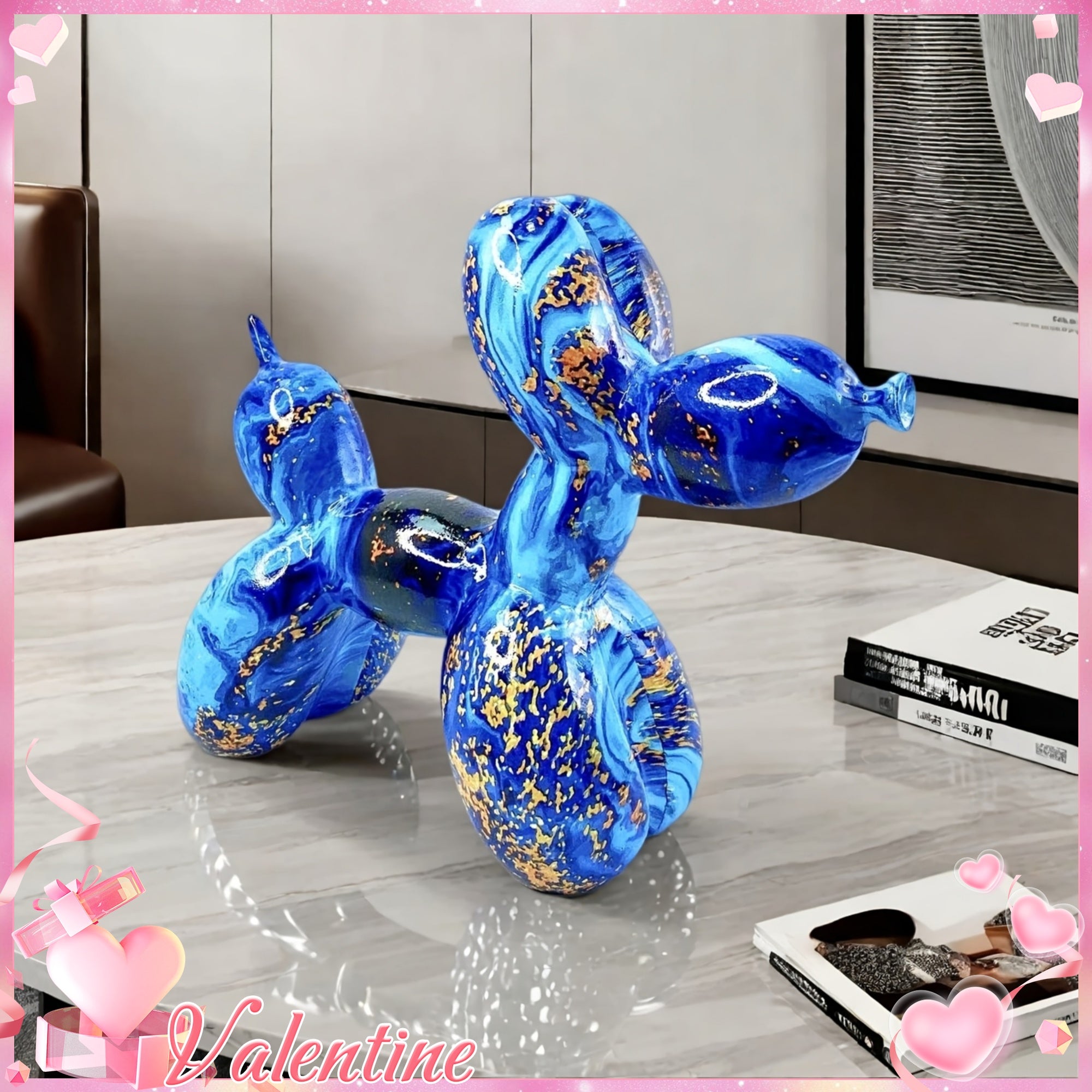 Tnessential Blue and Golden Water-soaked Balloon Dog 3D Decor