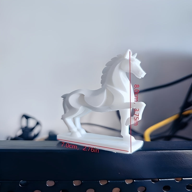 Tnessential Modern Abstract 3D Printed White Horse Sculpture 3D Decor