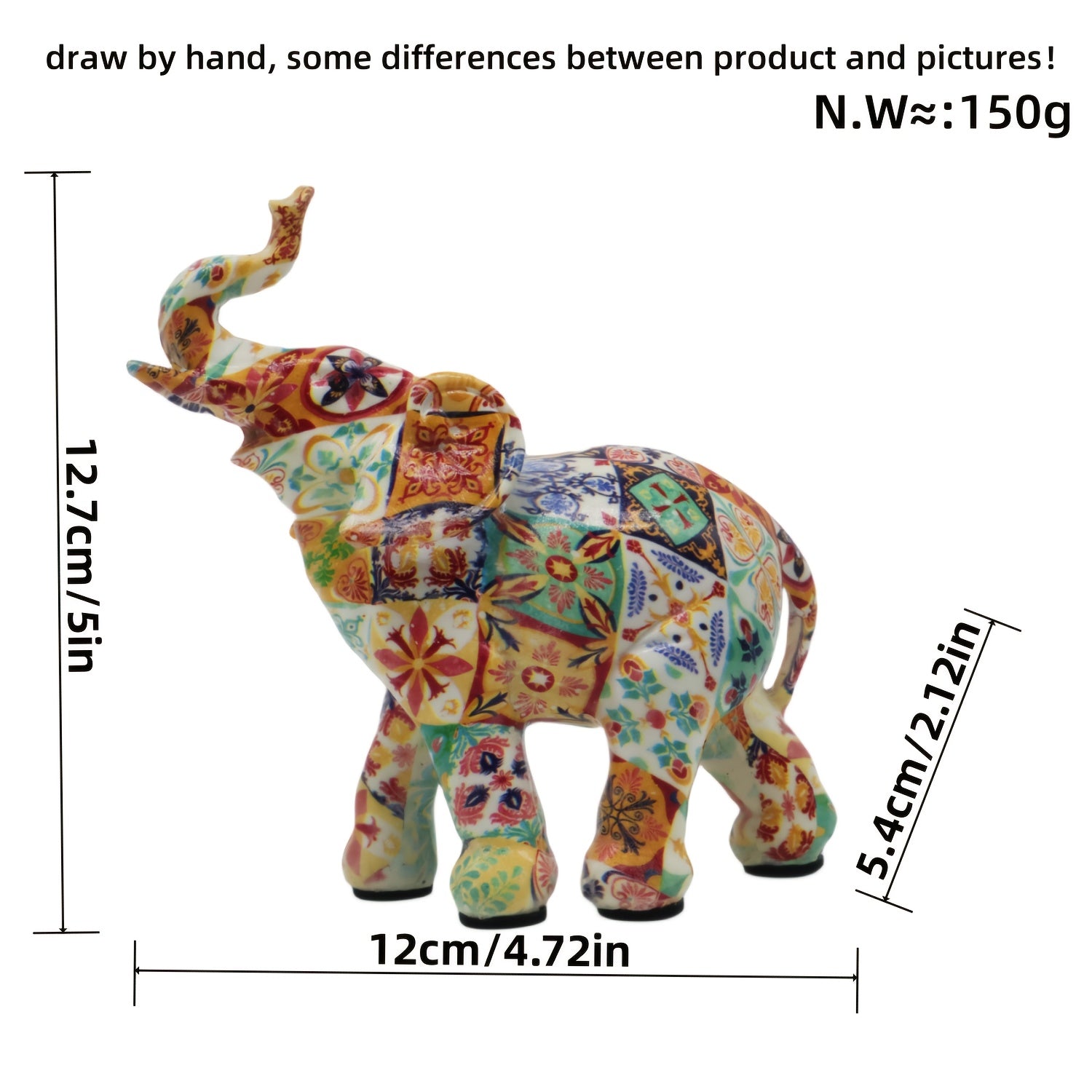 Tnessential Elephant Ornament Resin Wealth Guardian Entrance Office 3D Decor