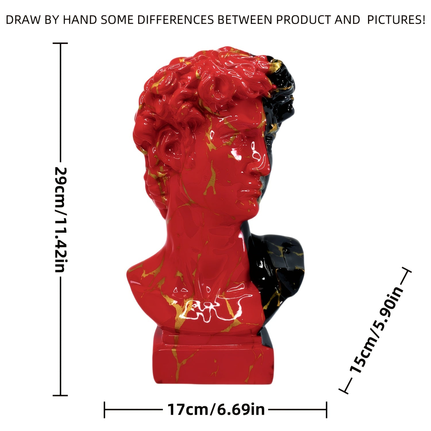 Tnessential Modern Art David Sculpture in Black and Red Color Scheme 3D Decor