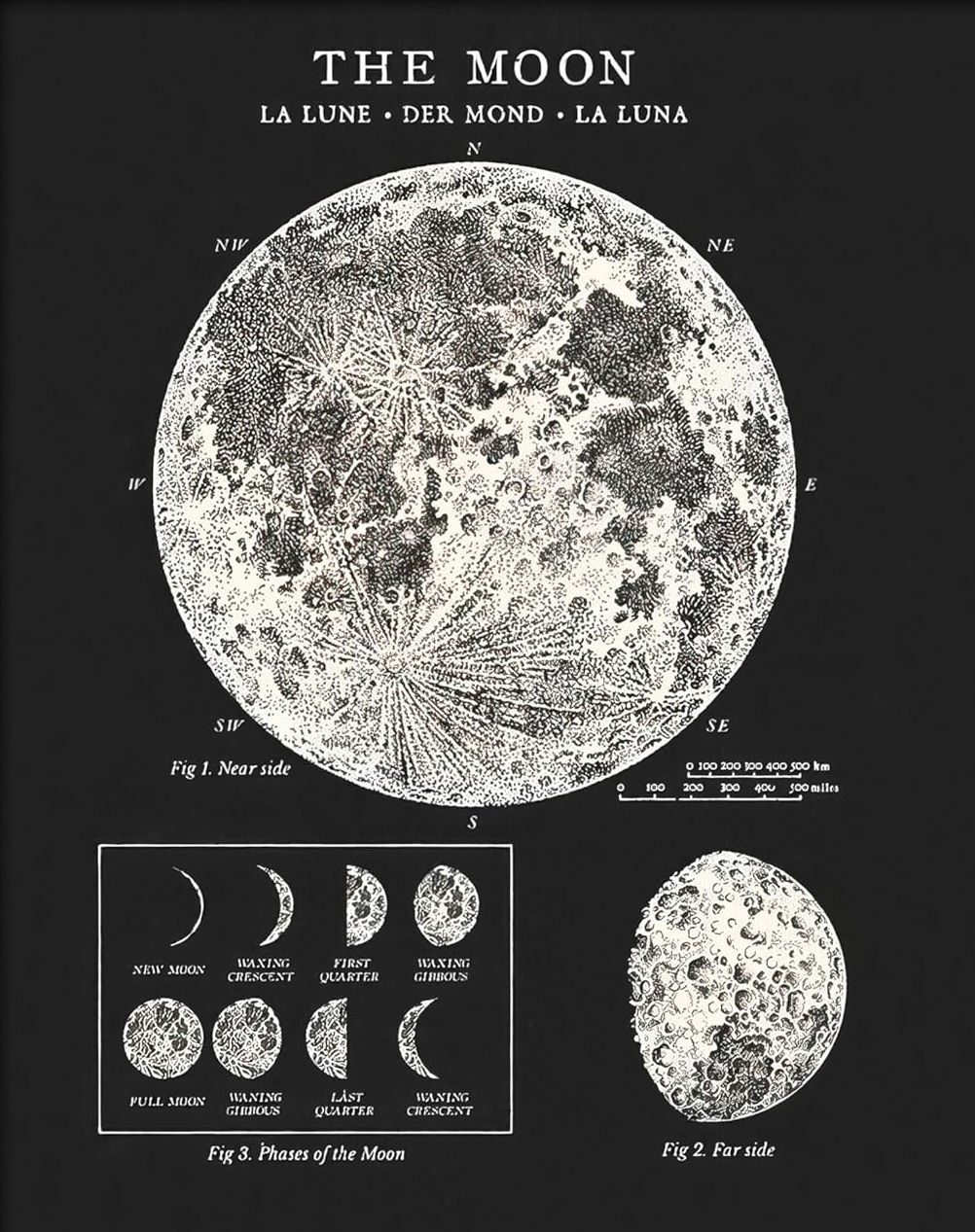THE MOON ASTRONOMY CANVAS POSTER