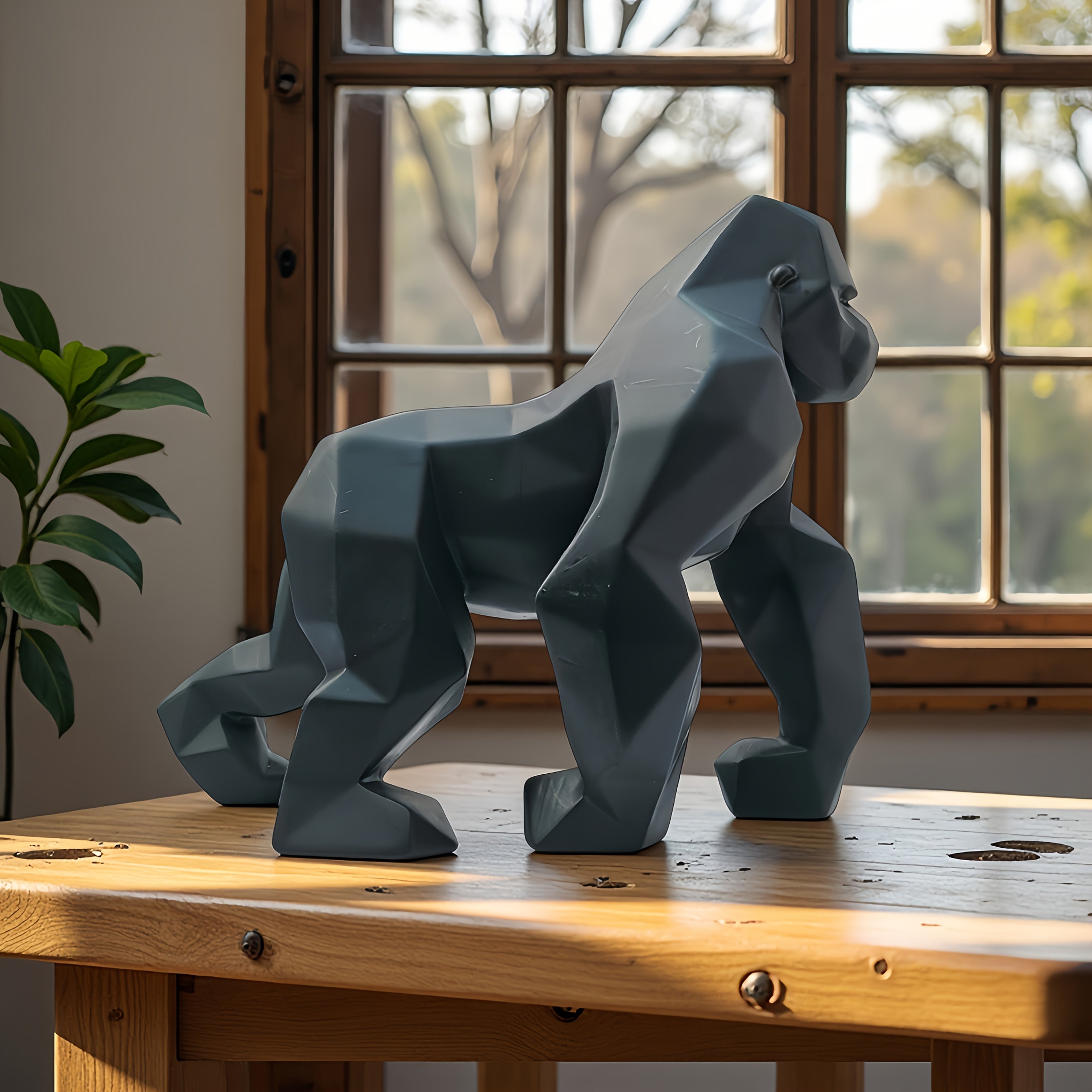 Tnessential Black Modern Orangutan Sculpture Statue 3D Decor