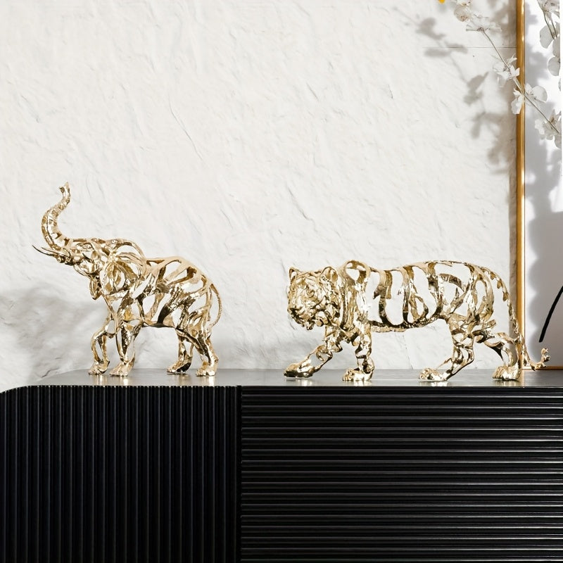 Tnessential Elegant Golden Metal Animal Sculpture 3D Decor