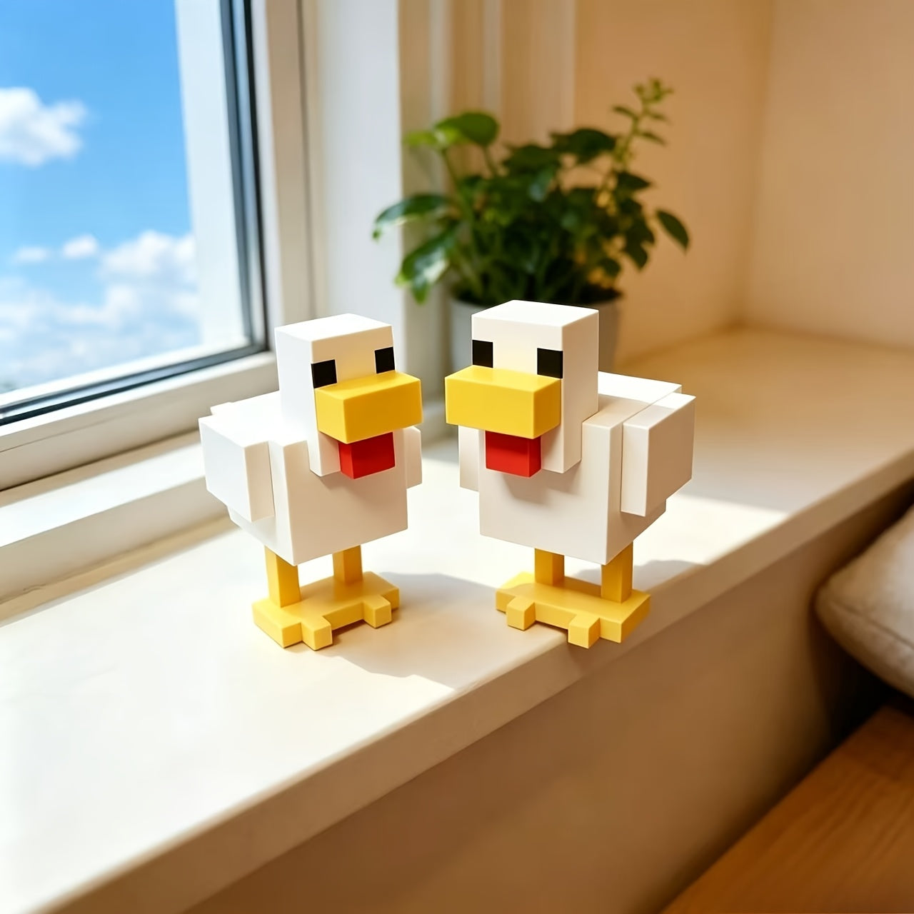 Tnessential Printed Pixel Chicken Statue 3D Decor