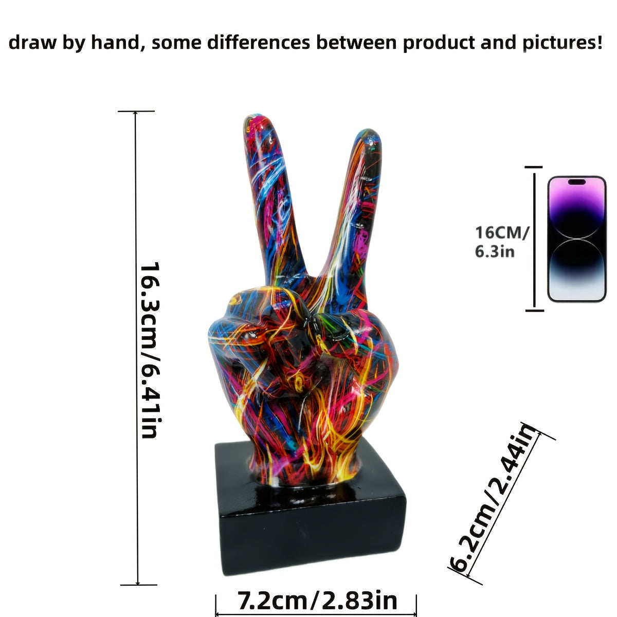 Tnessential Contemporary Resin Peace Sign Sculpture 3D Decor