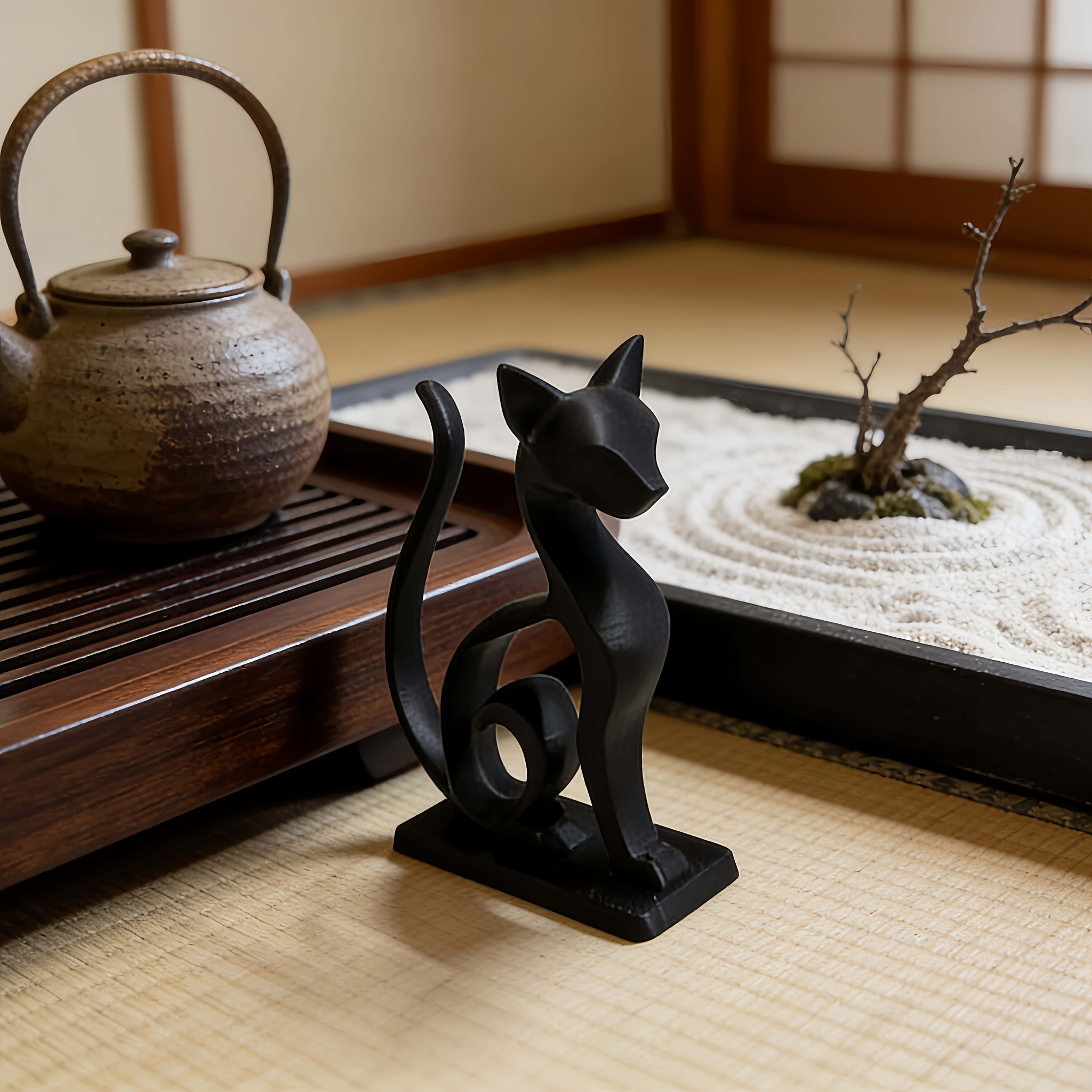 Tnessential Printed Abstract Cat Statue 3D Decor