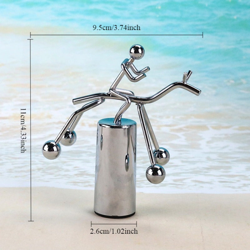 Tnessential Creative Metal Balance for Man on Horseback Figurine 3D Decor