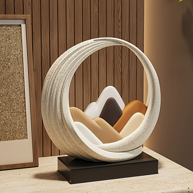 Tnessential Modern Minimalist Zen Mountain Peak Resin Ornament with 3D Decor