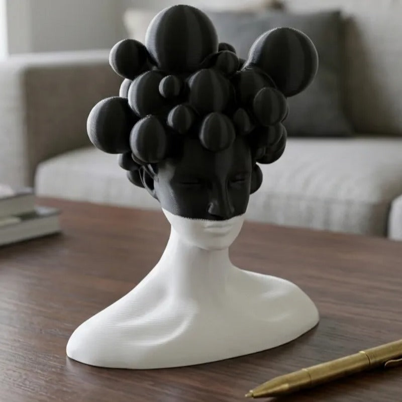 Tnessential Black and White Contrasting Abstract African Sculpture 3D Decor