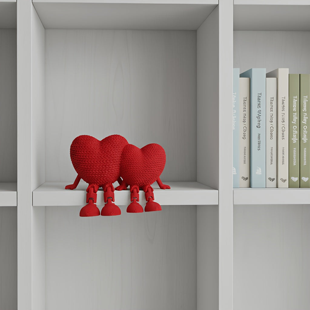 Tnessential | Red Couple's Knitted Heart Ornament Statue 3D Decor