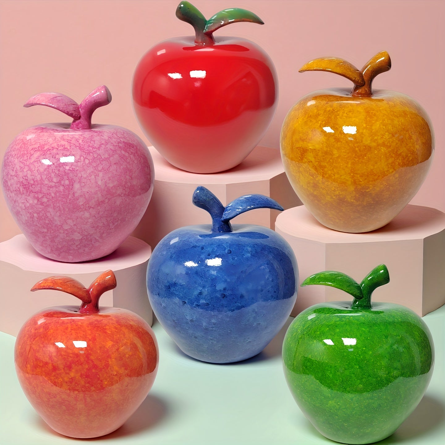 Tnessential Cute Apple Resin Sculpture Ornament 3D Decor