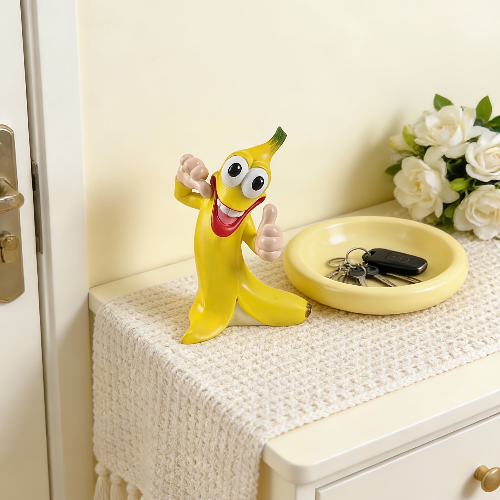 Tnessential Cute Pastoral Style Smiling Face Banana Ornament 3D Decor