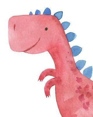 PINK DINOSAUR NURSERY CANVAS POSTER