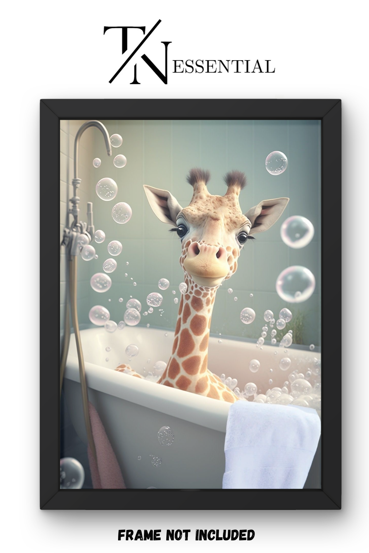 BUBBLE BATH GIRAFFE CANVAS POSTER