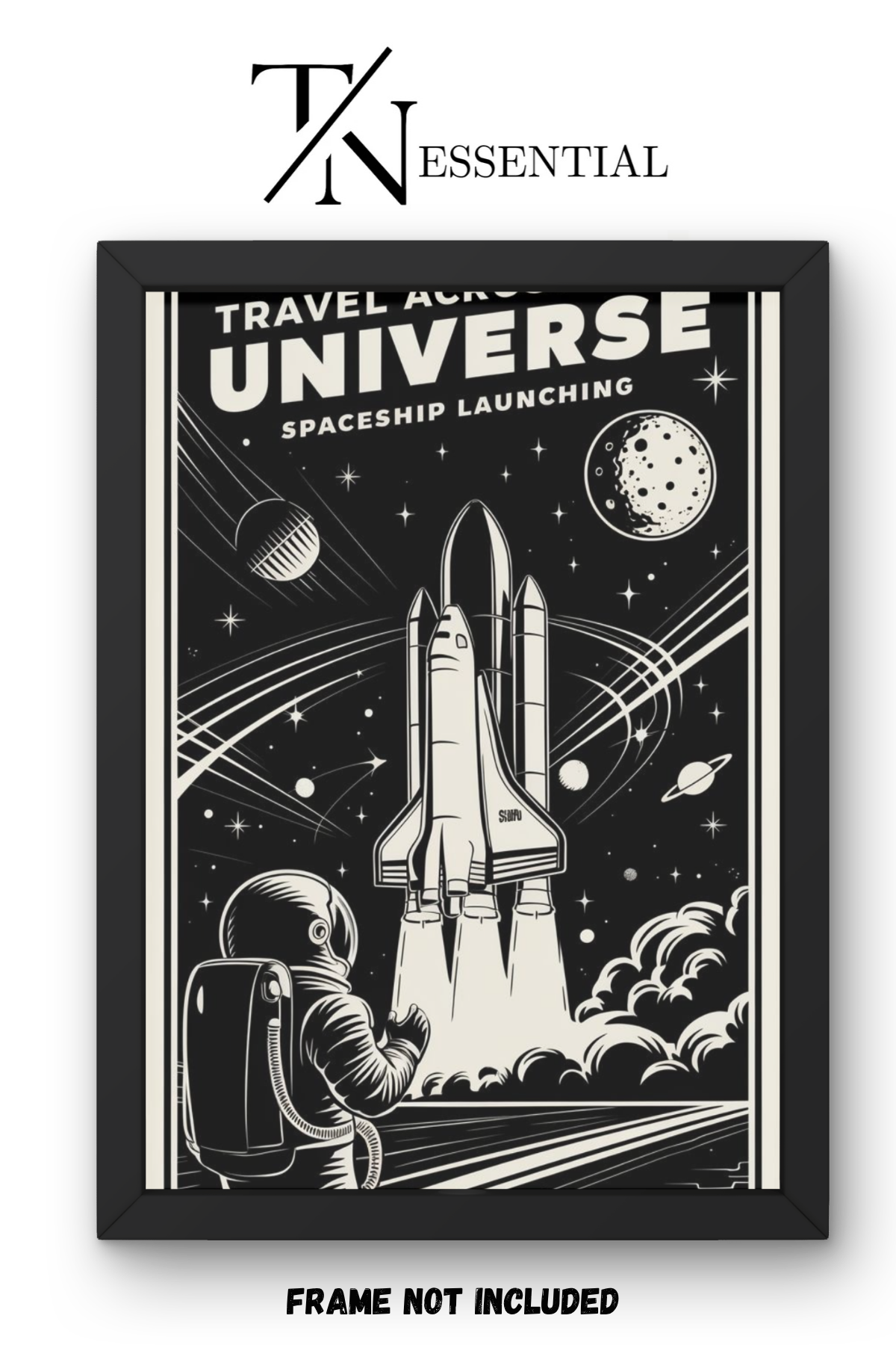 RETRO SPACE ROCKET CANVAS POSTER