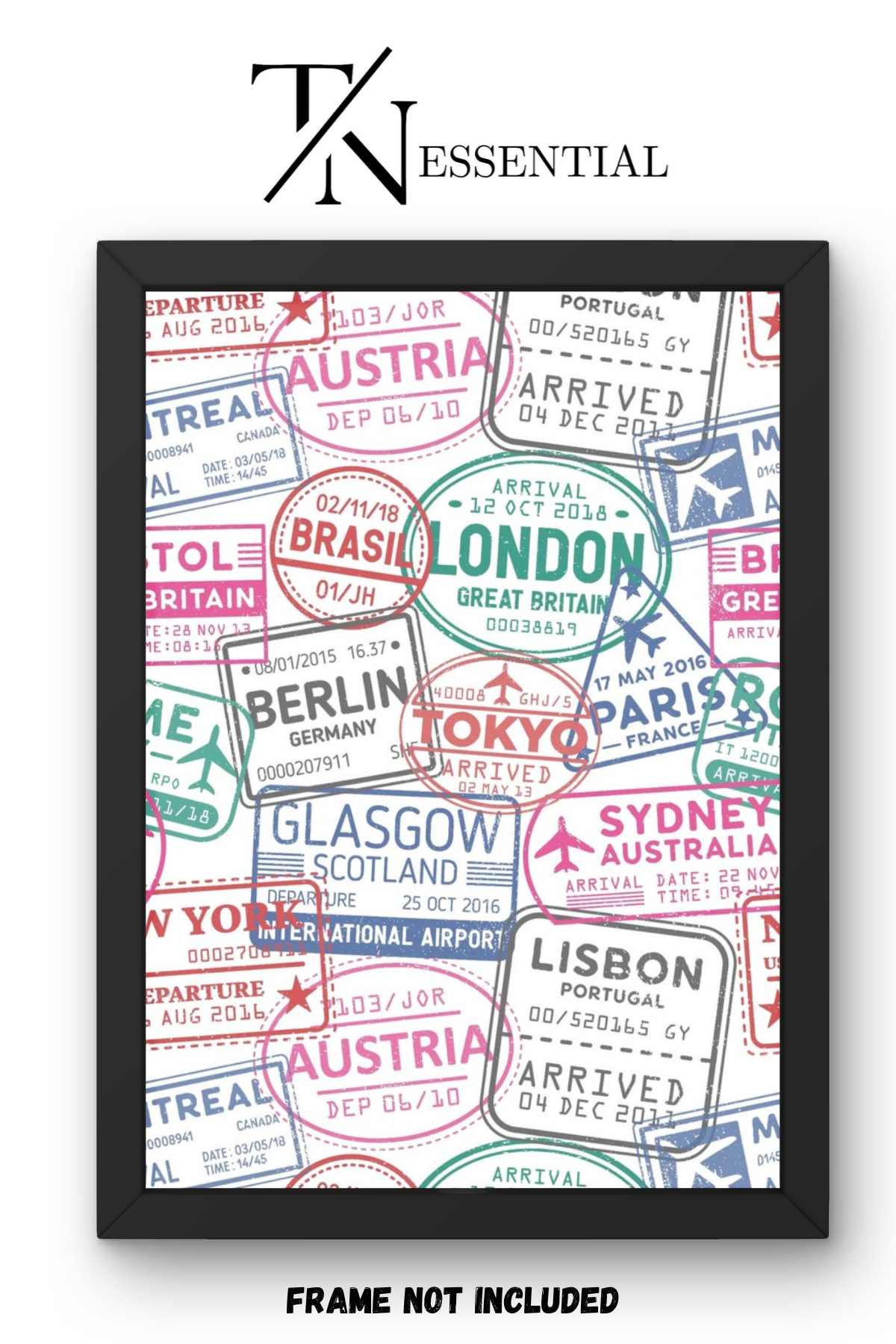PASSPORT STAMPS TRAVEL CANVAS POSTER