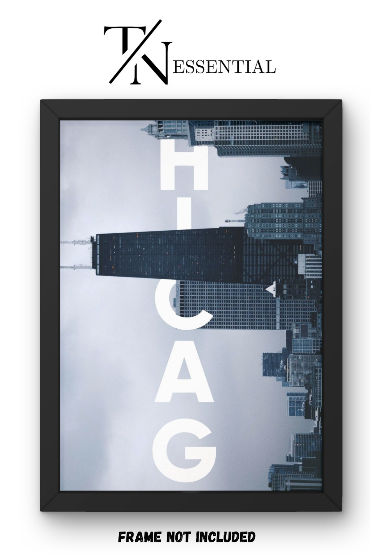 CHICAGO ABOVE GREY CANVAS POSTER