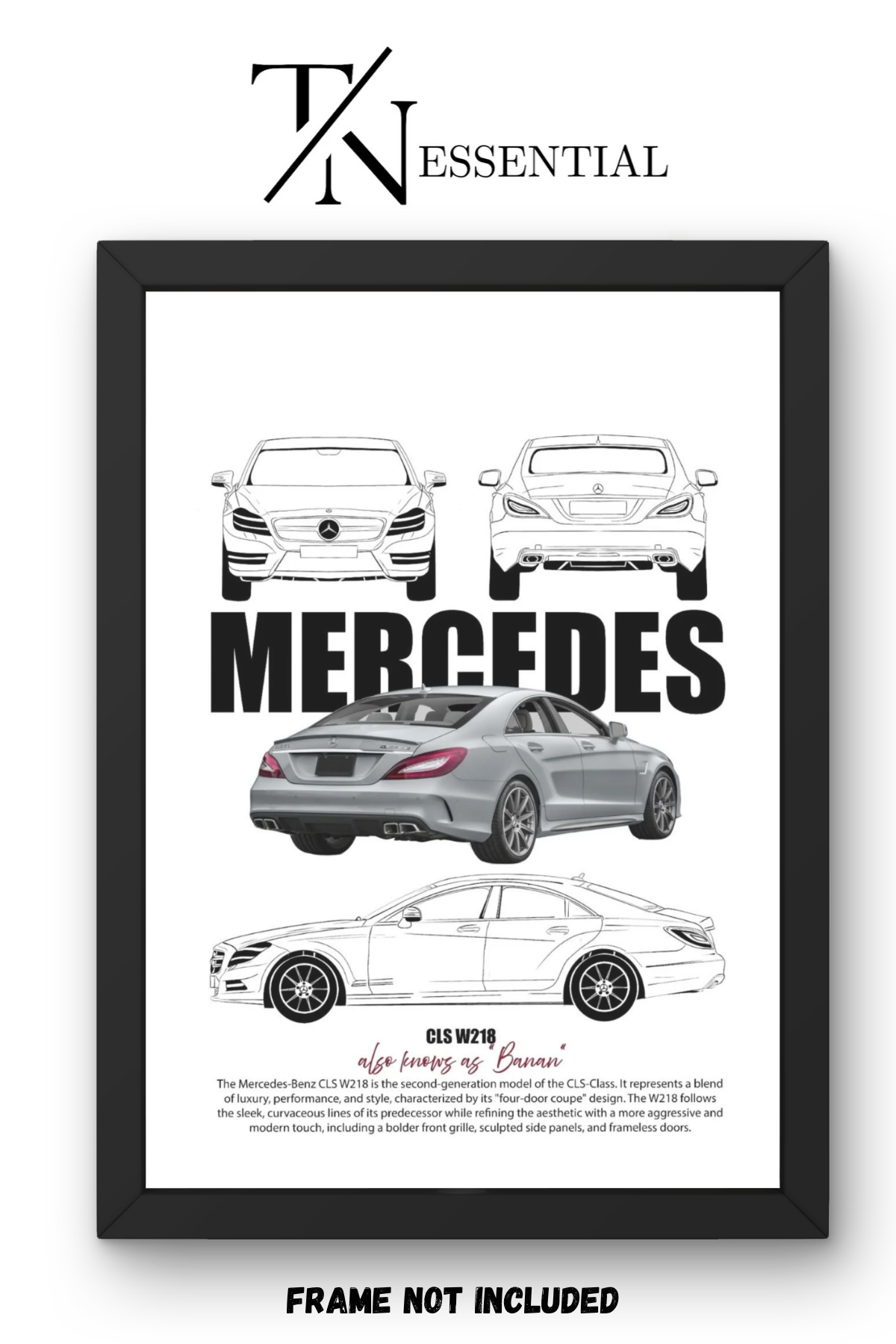 MERCEDES BENZ CLS CLASS BLUEPRINT CANVAS POSTER