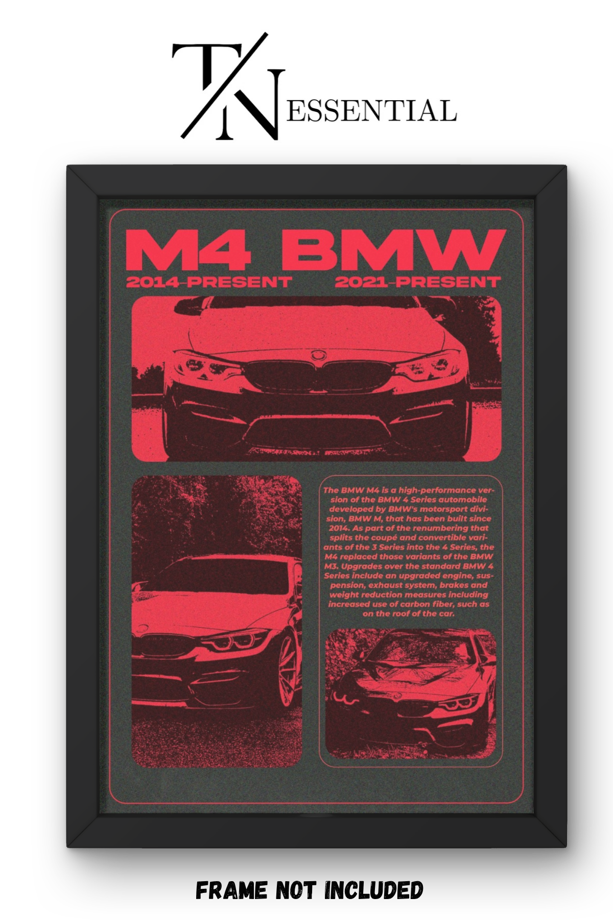 RED BMW M4 CAR ENTHUSIAST CANVAS POSTER