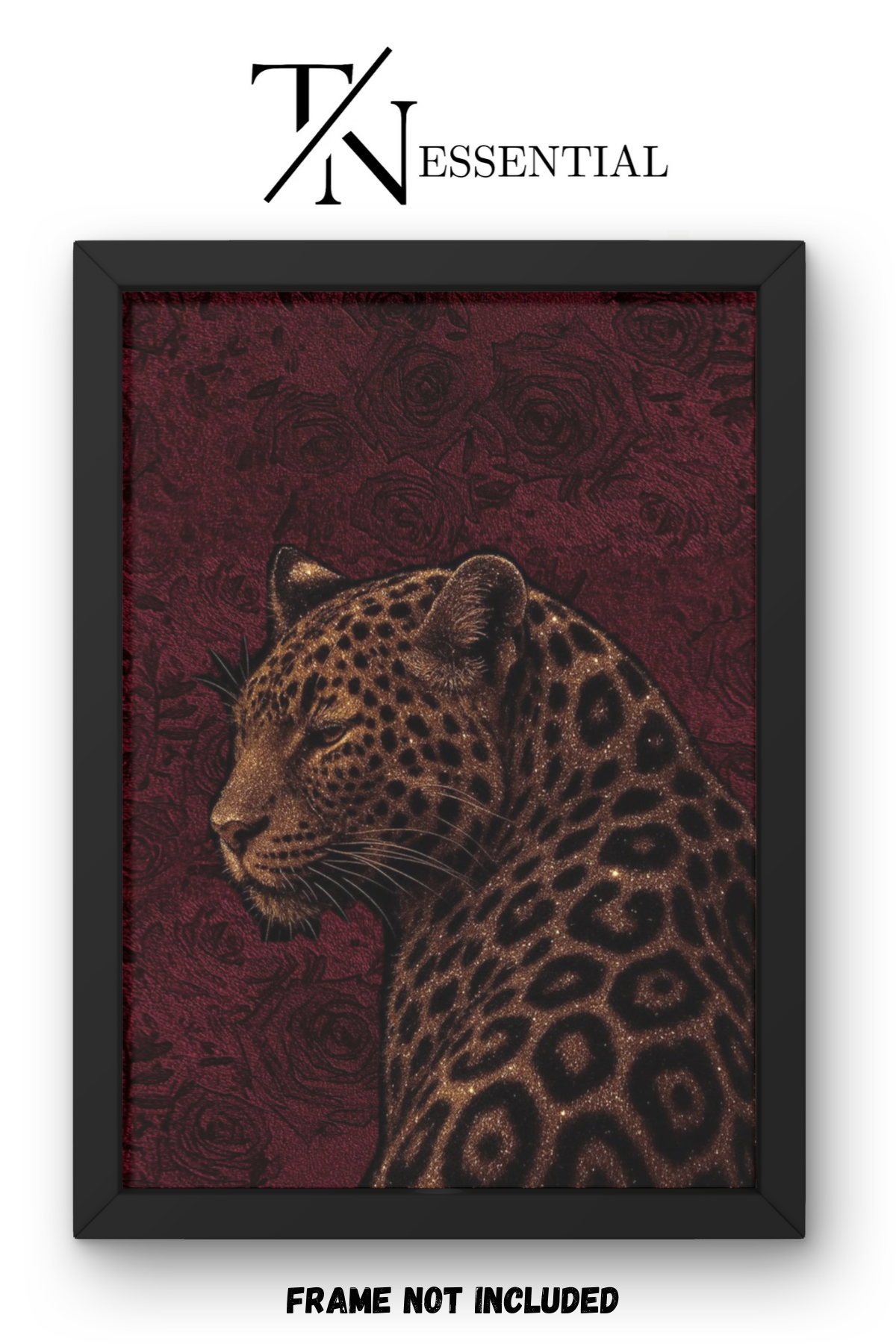 MAJESTIC LEOPARD RED ROSE CANVAS POSTER