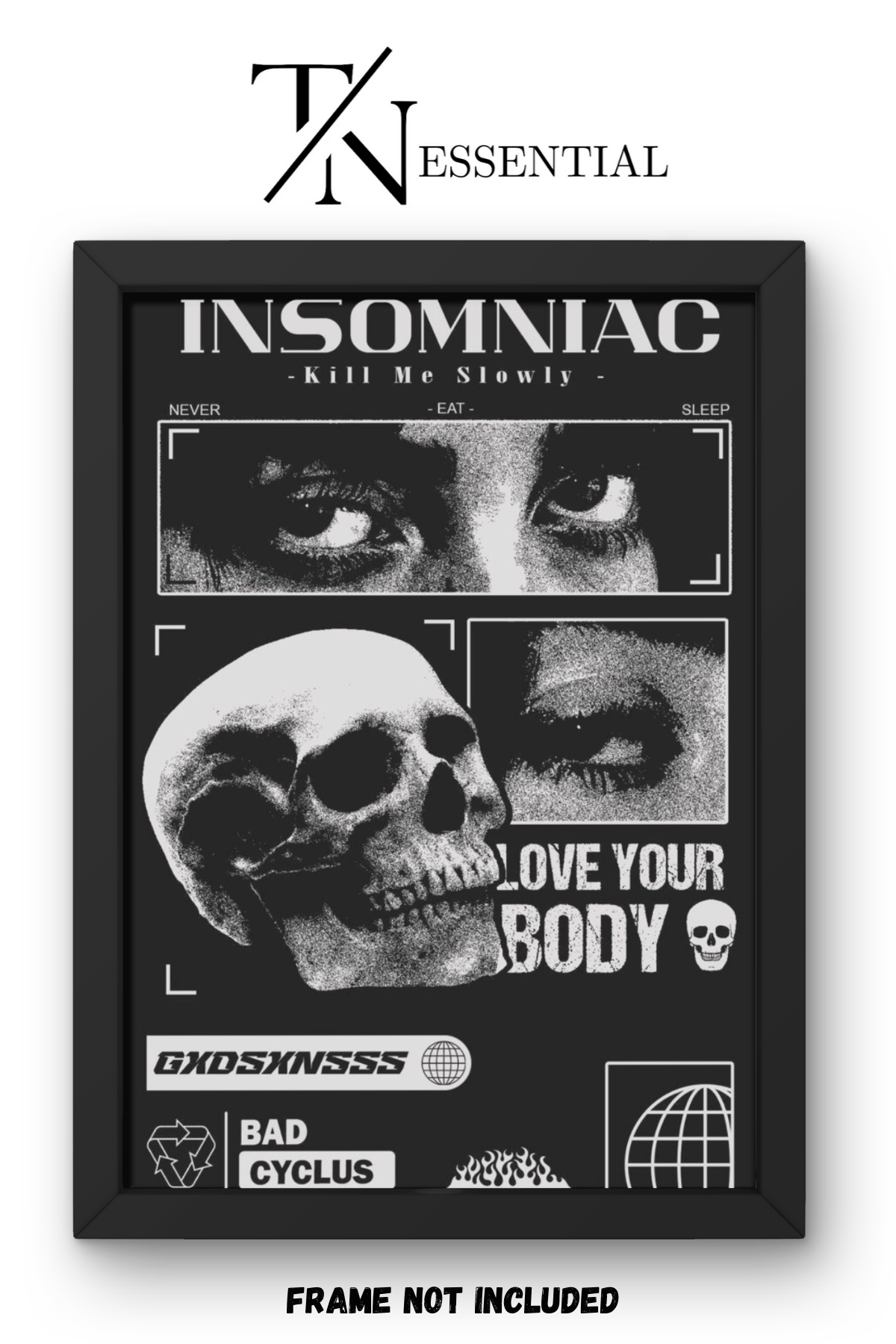 INSOMNIAC NEVER SLEEP DARK AESTHETIC NIGHT TERROR CANVAS POSTER