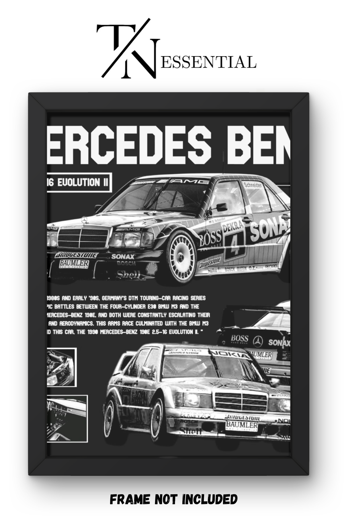 MERCEDES BENZ 190E EVOLUTION II DTM RACING LEGEND CANVAS POSTER
