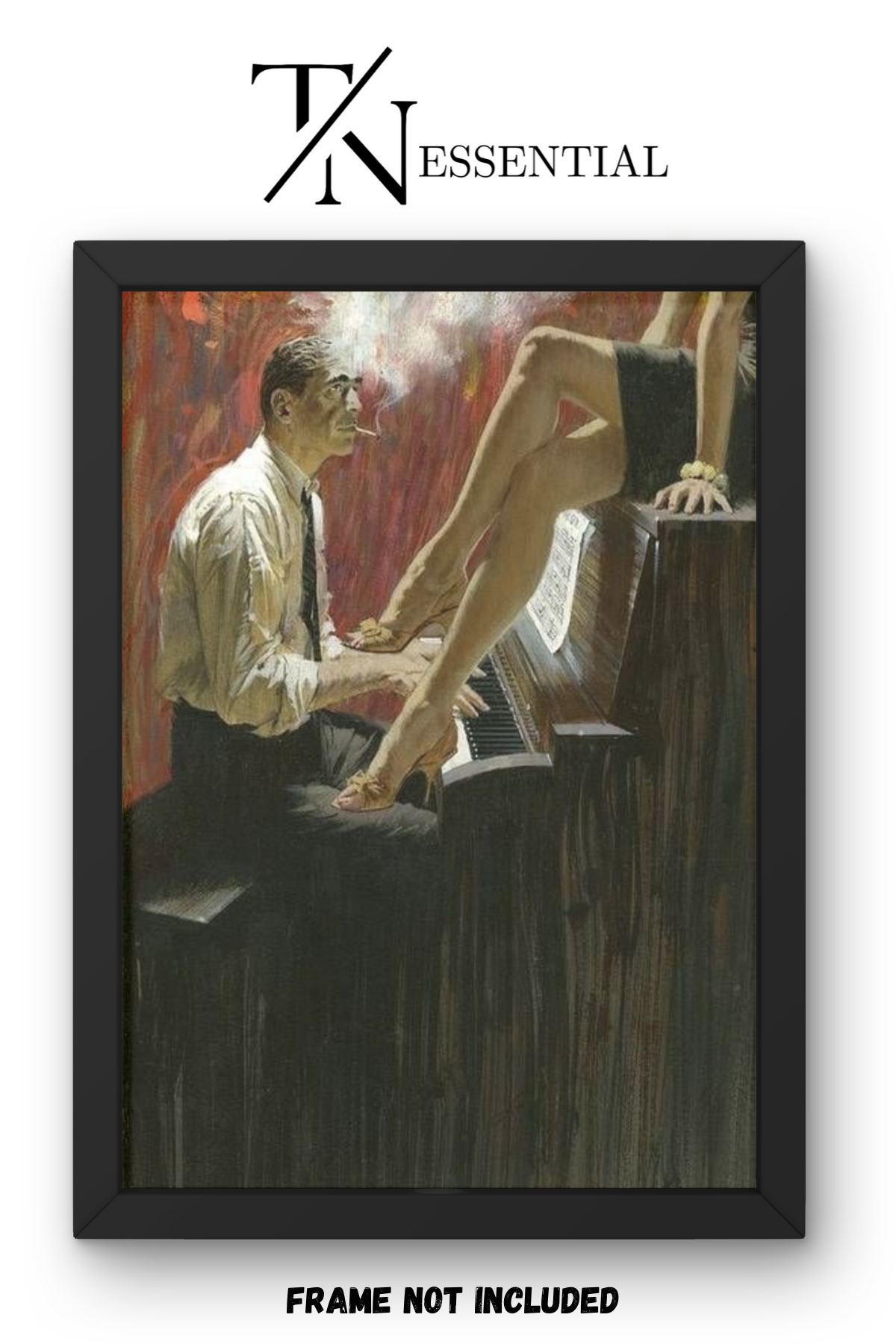 CLASSIC JAZZ NIGHT PIANIST AND MUSE SEDUCTIVE ART CANVAS POSTER