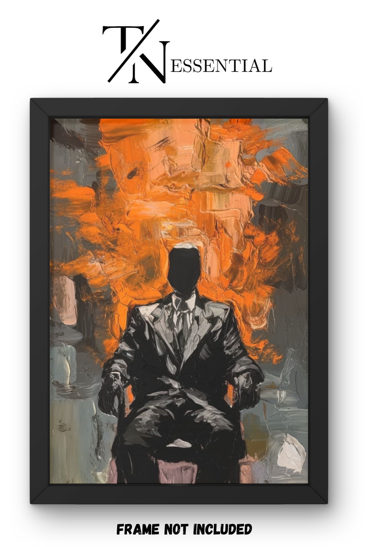 BURNING THOUGHTS THE SUIT WITH NO FACE ABSTRACT CHAOS CANVAS POSTER