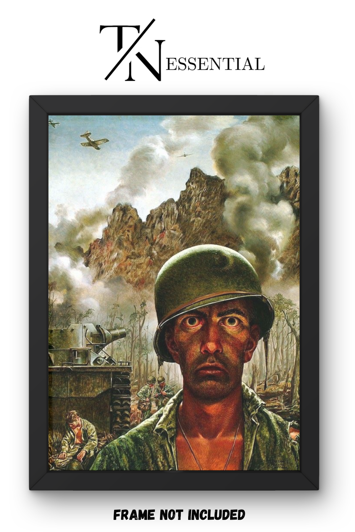 THE FACE OF WAR HAUNTED SOLDIER IN CHAOS AND FIRE CANVAS POSTER