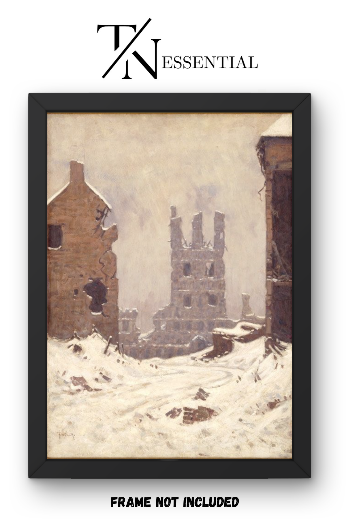 BELLOW SNOW COVERED WAR TORN CITY HISTORICAL PAINTING CANVAS POSTER