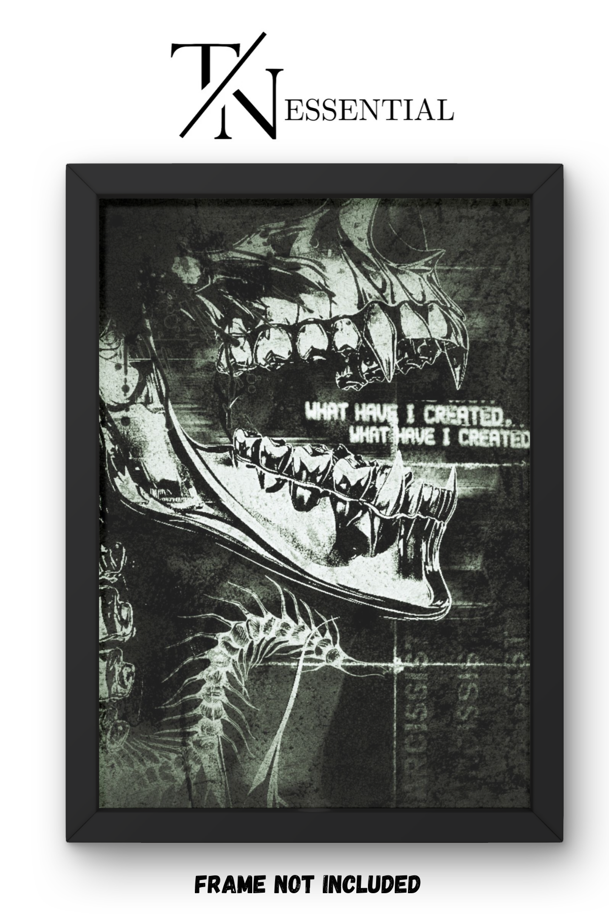 WHAT HAVE I CREATED DARK MONSTER SKULL GRUNGE AESTHETIC CANVAS POSTER